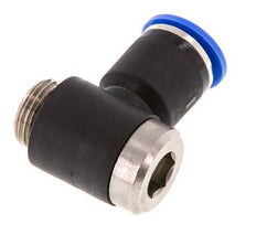 12mm x G3/8'' 90deg Elbow L-shape Push-in Fitting with Male Threads Brass/PA 66 NBR Inner Hexagon Rotatable