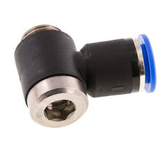 12mm x G3/8'' 90deg Elbow L-shape Push-in Fitting with Male Threads Brass/PA 66 NBR Inner Hexagon Rotatable