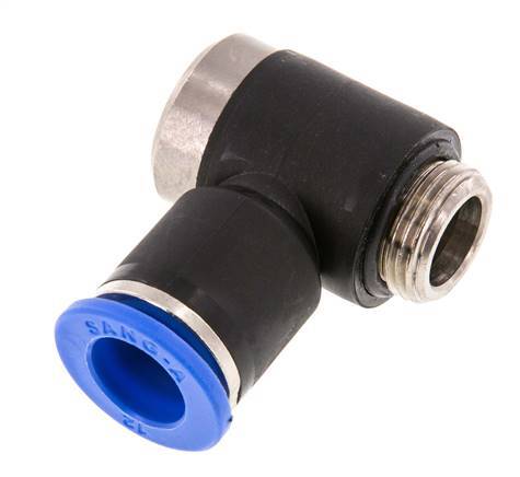 12mm x G3/8'' 90deg Elbow L-shape Push-in Fitting with Male Threads Brass/PA 66 NBR Inner Hexagon Rotatable