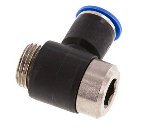 12mm x G1/2'' 90deg Elbow L-shape Push-in Fitting with Male Threads Brass/PA 66 NBR Inner Hexagon Rotatable