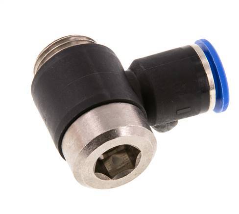 12mm x G1/2'' 90deg Elbow L-shape Push-in Fitting with Male Threads Brass/PA 66 NBR Inner Hexagon Rotatable