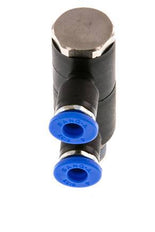 4mm x R1/8'' 2-way Manifold Push-in Fitting with Male Threads Brass/PA 66 NBR Rotatable