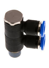 6mm x R1/8'' 2-way Manifold Push-in Fitting with Male Threads Brass/PA 66 NBR Rotatable