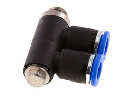 8mm x G1/8'' 2-way Manifold Push-in Fitting with Male Threads Brass/PA 66 NBR Rotatable