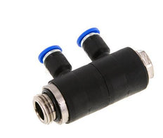 4mm x G1/4'' 2-way Manifold Push-in Fitting with Male Threads Brass/PA 66 NBR Rotatable