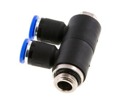 8mm x G1/4'' 2-way Manifold Push-in Fitting with Male Threads Brass/PA 66 NBR Rotatable