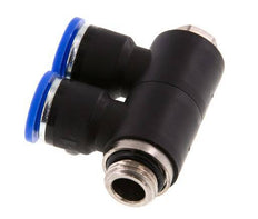10mm x G1/4'' 2-way Manifold Push-in Fitting with Male Threads Brass/PA 66 NBR Rotatable