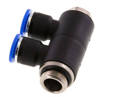 10mm x G3/8'' 2-way Manifold Push-in Fitting with Male Threads Brass/PA 66 NBR Rotatable