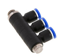 6mm x G1/8'' 3-way Manifold Push-in Fitting with Male Threads Brass/PA 66 NBR Rotatable