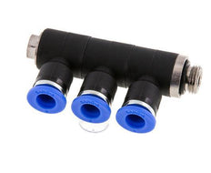 6mm x G1/8'' 3-way Manifold Push-in Fitting with Male Threads Brass/PA 66 NBR Rotatable