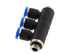 6mm x G1/8'' 3-way Manifold Push-in Fitting with Male Threads Brass/PA 66 NBR Rotatable
