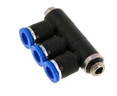 8mm x G1/8'' 3-way Manifold Push-in Fitting with Male Threads Brass/PA 66 NBR Rotatable