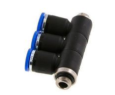 8mm x G1/8'' 3-way Manifold Push-in Fitting with Male Threads Brass/PA 66 NBR Rotatable