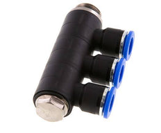 10mm x G3/8'' 3-way Manifold Push-in Fitting with Male Threads Brass/PA 66 NBR Rotatable