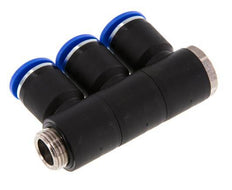 12mm x G3/8'' 3-way Manifold Push-in Fitting with Male Threads Brass/PA 66 NBR Rotatable