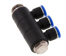10mm x G1/2'' 3-way Manifold Push-in Fitting with Male Threads Brass/PA 66 NBR Rotatable
