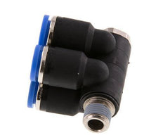 8mm x R1/8'' 4-way Manifold Push-in Fitting with Male Threads Brass/PA 66 NBR Rotatable