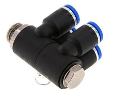 8mm x G1/4'' 4-way Manifold Push-in Fitting with Male Threads Brass/PA 66 NBR Rotatable