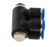 8mm x G1/4'' 4-way Manifold Push-in Fitting with Male Threads Brass/PA 66 NBR Rotatable