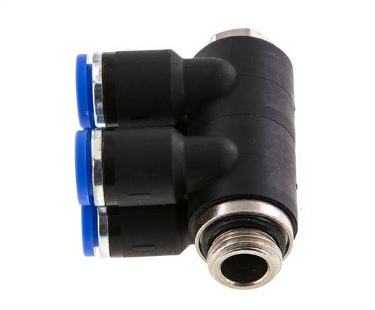 8mm x G1/4'' 4-way Manifold Push-in Fitting with Male Threads Brass/PA 66 NBR Rotatable