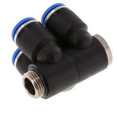 12mm x G3/8'' 4-way Manifold Push-in Fitting with Male Threads Brass/PA 66 NBR Rotatable