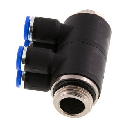 8mm x G1/2'' 4-way Manifold Push-in Fitting with Male Threads Brass/PA 66 NBR Rotatable