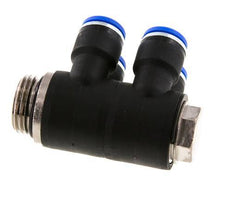 10mm x G1/2'' 4-way Manifold Push-in Fitting with Male Threads Brass/PA 66 NBR Rotatable