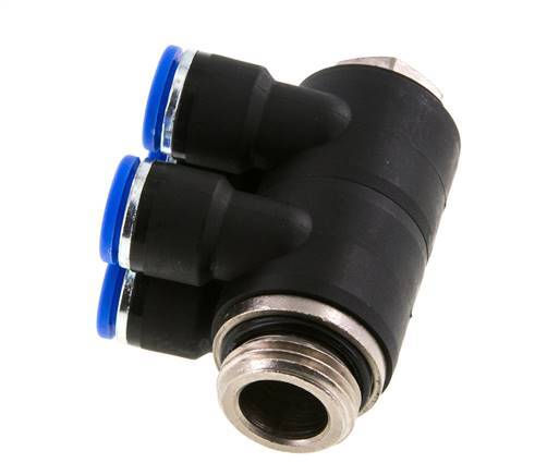 10mm x G1/2'' 4-way Manifold Push-in Fitting with Male Threads Brass/PA 66 NBR Rotatable