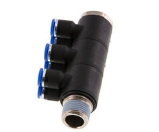 6mm x R3/8'' 6-way Manifold Push-in Fitting with Male Threads Brass/PA 66 NBR Rotatable