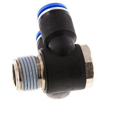 12mm x R1/2'' Double 90deg Elbow Push-in Fitting with Male Threads Brass/PA 66 NBR Rotatable