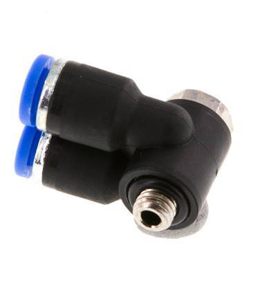 4mm x M 5 Double 90deg Elbow Push-in Fitting with Male Threads Brass/PA 66 NBR Rotatable [2 Pieces]