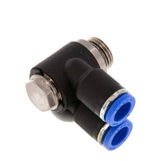 8mm x G1/4'' Double 90deg Elbow Push-in Fitting with Male Threads Brass/PA 66 NBR Rotatable