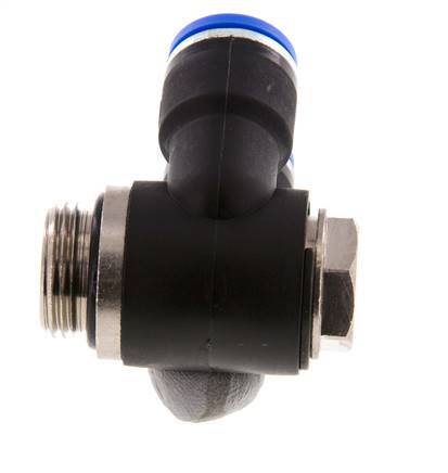 10mm x G3/8'' Double 90deg Elbow Push-in Fitting with Male Threads Brass/PA 66 NBR Rotatable