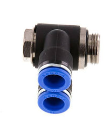 10mm x G3/8'' Double 90deg Elbow Push-in Fitting with Male Threads Brass/PA 66 NBR Rotatable