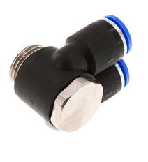 12mm x G1/2'' Double 90deg Elbow Push-in Fitting with Male Threads Brass/PA 66 NBR Rotatable