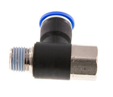 10mm x R1/4'' Elbow Push-in Fitting with Male-Female Threads Brass/PA 66 NBR Rotatable