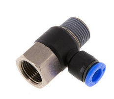8mm x R3/8'' Elbow Push-in Fitting with Male-Female Threads Brass/PA 66 NBR Rotatable