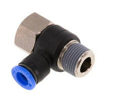 8mm x R3/8'' Elbow Push-in Fitting with Male-Female Threads Brass/PA 66 NBR Rotatable