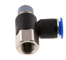 12mm x R3/8'' Elbow Push-in Fitting with Male-Female Threads Brass/PA 66 NBR Rotatable