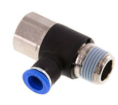 10mm x R1/2'' Elbow Push-in Fitting with Male-Female Threads Brass/PA 66 NBR Rotatable