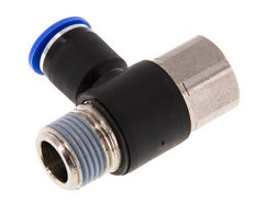 12mm x R1/2'' Elbow Push-in Fitting with Male-Female Threads Brass/PA 66 NBR Rotatable