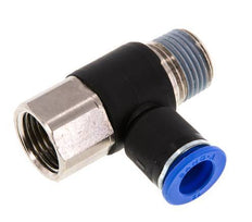 12mm x R1/2'' Elbow Push-in Fitting with Male-Female Threads Brass/PA 66 NBR Rotatable