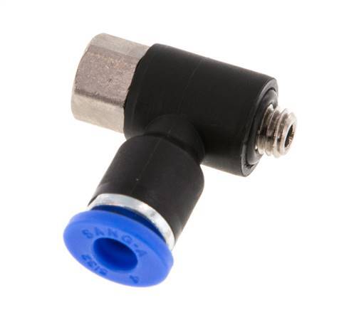 4mm x M 5 Elbow Push-in Fitting with Male-Female Threads Brass/PA 66 NBR [2 Pieces]