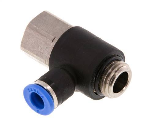 6mm x G1/4'' Elbow Push-in Fitting with Male-Female Threads Brass/PA 66 NBR [2 Pieces]