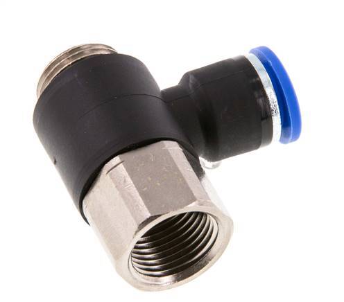 10mm x G3/8'' Elbow Push-in Fitting with Male-Female Threads Brass/PA 66 NBR