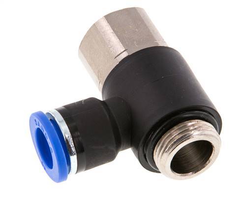 10mm x G3/8'' Elbow Push-in Fitting with Male-Female Threads Brass/PA 66 NBR