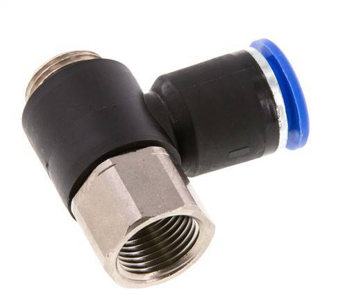 12mm x G3/8'' Elbow Push-in Fitting with Male-Female Threads Brass/PA 66 NBR