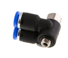 4mm x M 5 Double 90deg Elbow Push-in Fitting with Male-Female Threads Brass/PA 66 NBR Rotatable [2 Pieces]