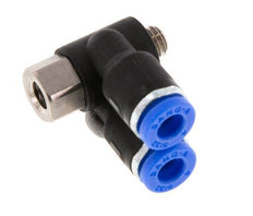 4mm x M 5 Double 90deg Elbow Push-in Fitting with Male-Female Threads Brass/PA 66 NBR Rotatable [2 Pieces]