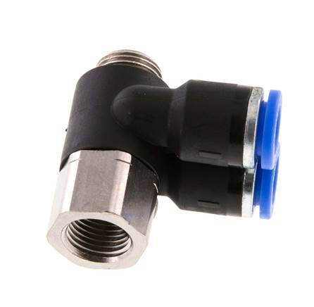 6mm x G1/8'' Double 90deg Elbow Push-in Fitting with Male-Female Threads Brass/PA 66 NBR Rotatable [2 Pieces]